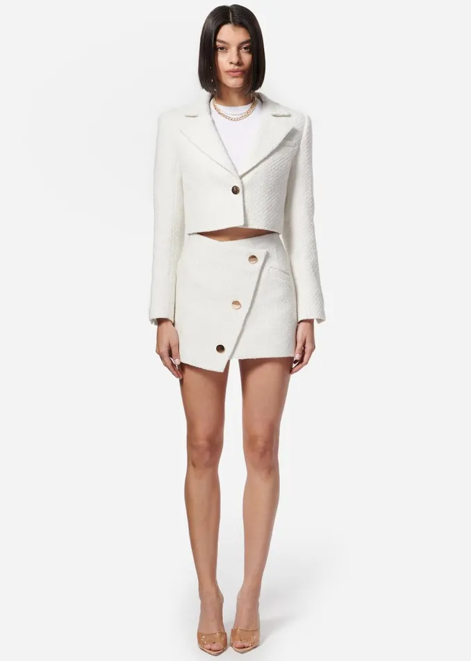 CAMI NYC Jackets and Blazers Women Briella Cropped Boucle Blazer Ceramic