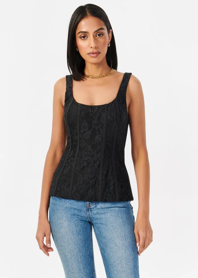 CAMI NYC Tops and Sweaters Women Rosario Lace Corset Black
