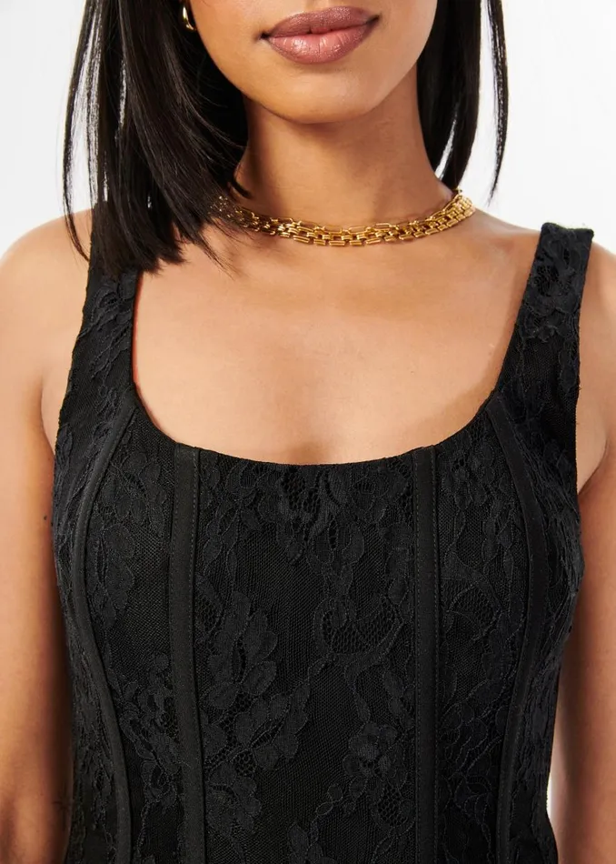 CAMI NYC Tops and Sweaters Women Rosario Lace Corset Black