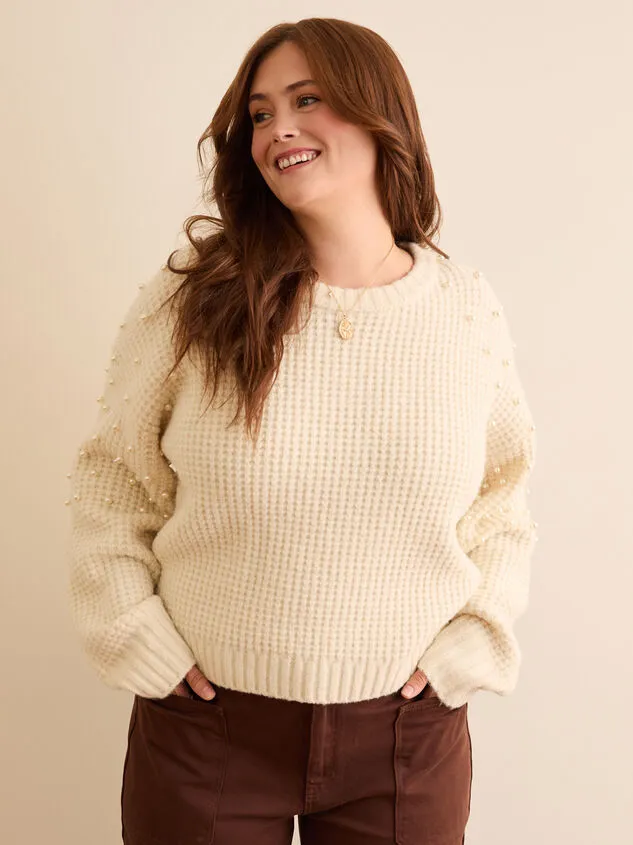 Camille Cropped Sweater Pearledivory Women Altar039d State Sweaters Cardigans