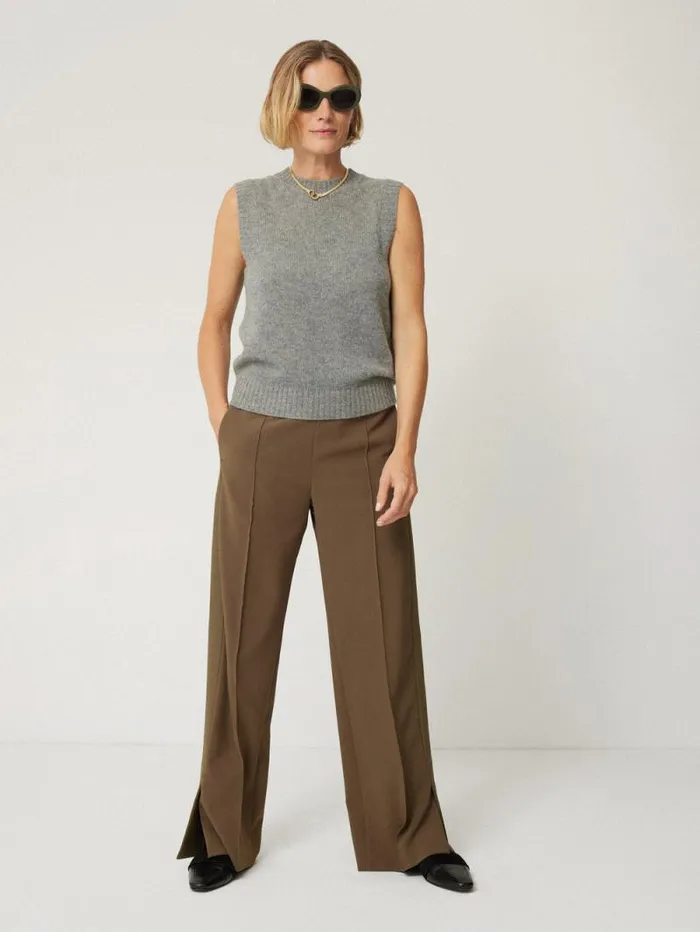 Cashmere Crew Neck Tank Grey Women Jigsaw Knitwear and Cashmere