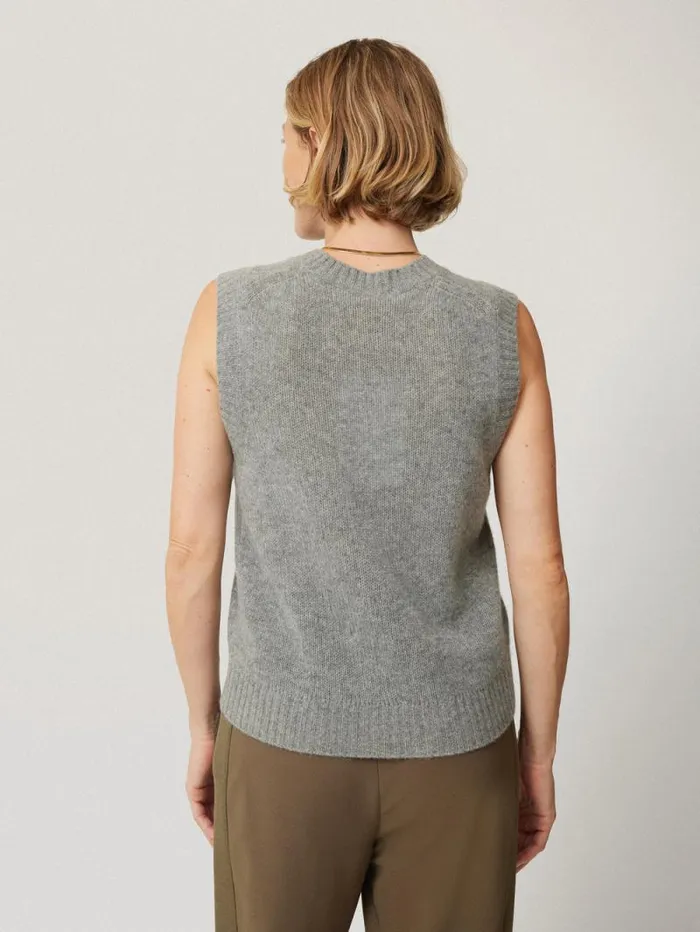 Cashmere Crew Neck Tank Grey Women Jigsaw Knitwear and Cashmere
