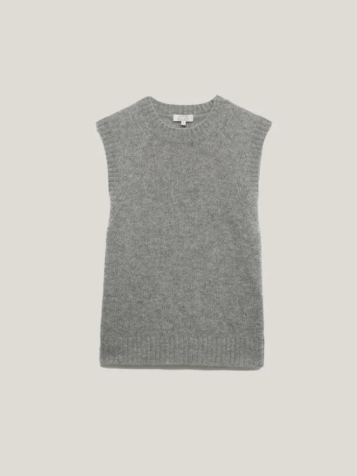 Cashmere Crew Neck Tank Grey Women Jigsaw Knitwear and Cashmere