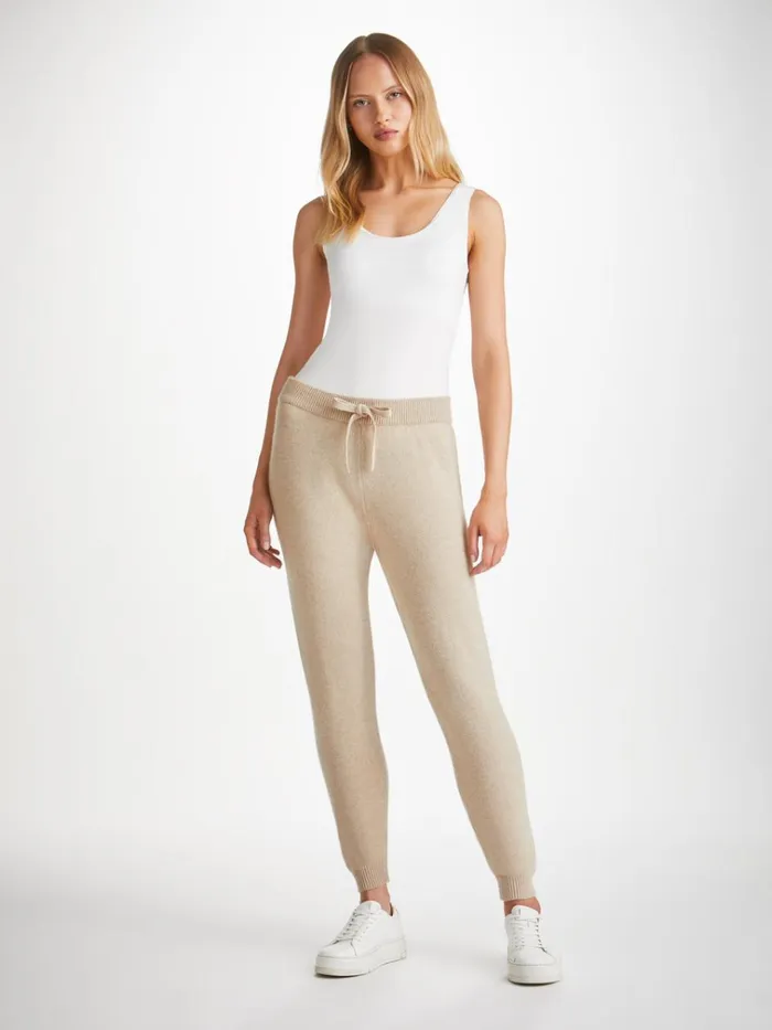 Cashmere Pants Women Derek Rose Track Pants Daphne Cashmere Fawn
