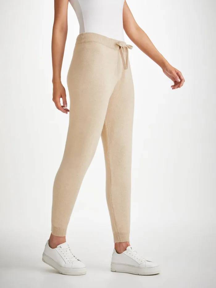 Cashmere Pants Women Derek Rose Track Pants Daphne Cashmere Fawn