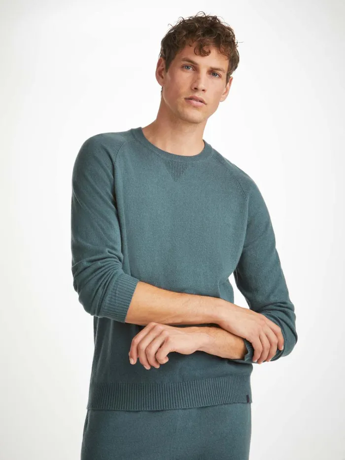 Cashmere Sweaters Men Derek Rose Sweater Finley Cashmere Teal
