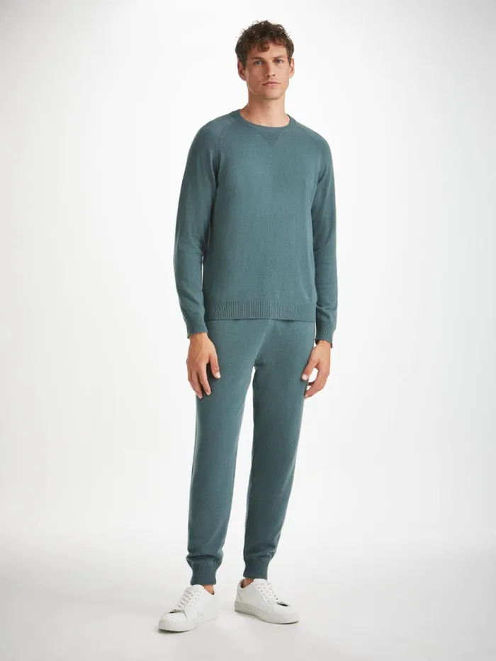 Cashmere Sweaters Men Derek Rose Sweater Finley Cashmere Teal