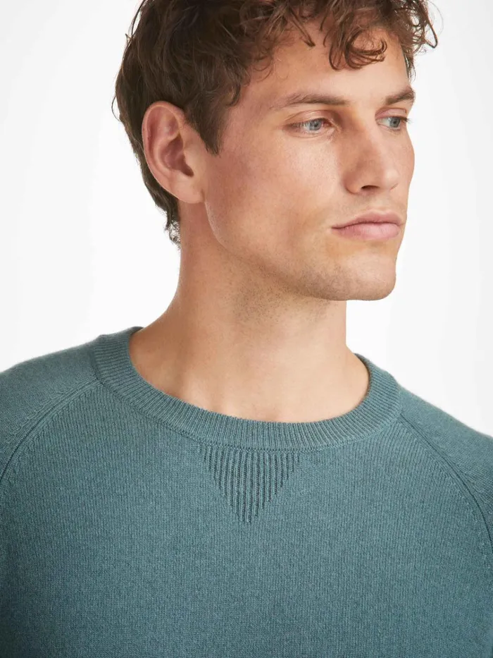 Cashmere Sweaters Men Derek Rose Sweater Finley Cashmere Teal