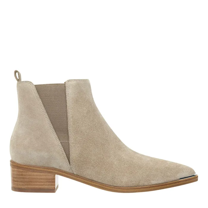 Casual Boots Marc Fisher Women Yale Pointy Toe Chelsea Bootie Taupe Suede
