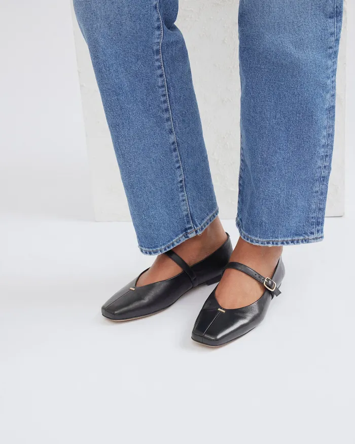 CASUAL jomercer Women April casual flats black leather CASUAL jomercer Women April casual flats black leather