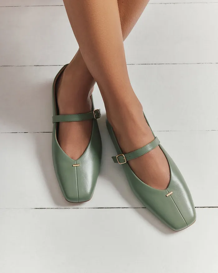 CASUAL jomercer Women April casual flats pistachio green leather CASUAL jomercer Women April casual flats pistachio green leather