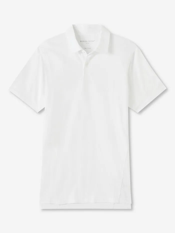 Casual Shirts Men Derek Rose Polo Shirt Ramsay Pique Cotton Tencel White