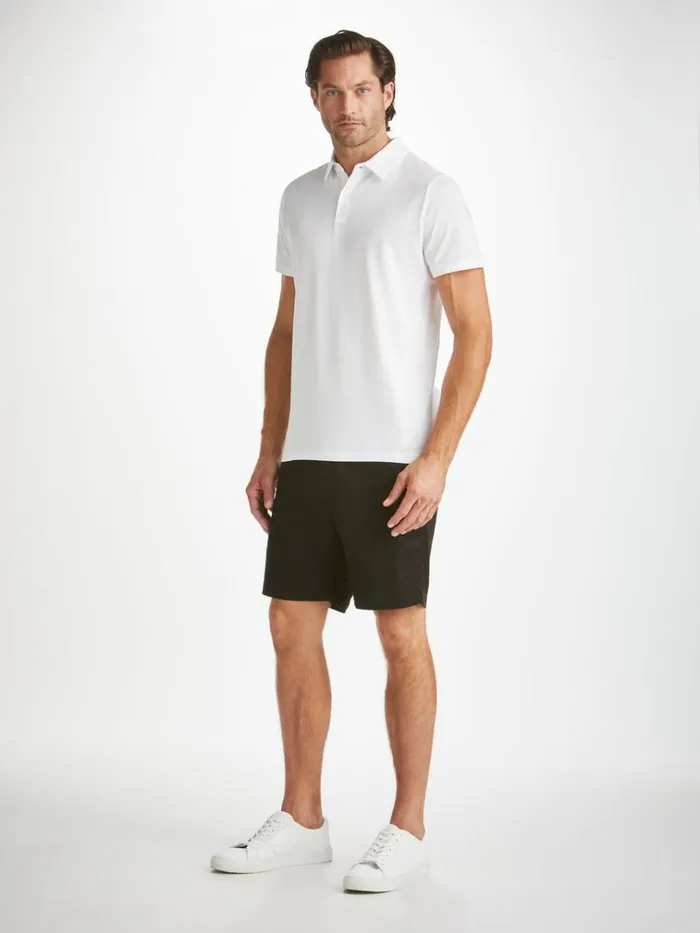 Casual Shirts Men Derek Rose Polo Shirt Ramsay Pique Cotton Tencel White