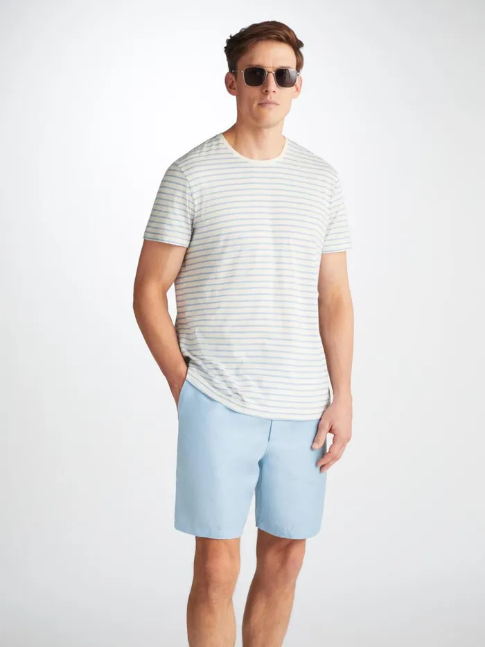 Casual Shorts Men Derek Rose Shorts Sydney 2 Linen Blue