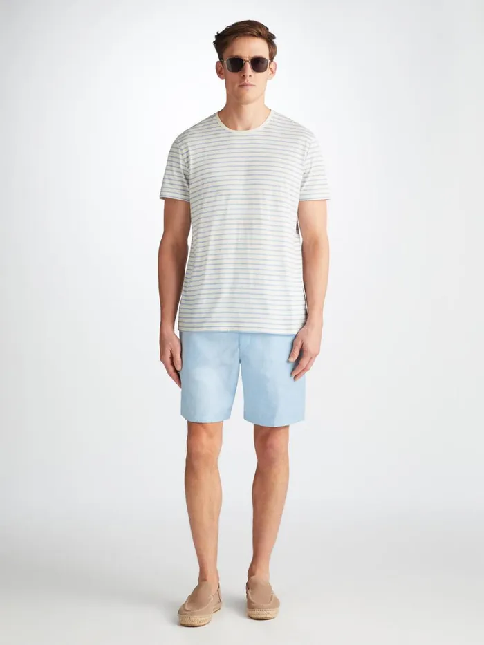Casual Shorts Men Derek Rose Shorts Sydney 2 Linen Blue