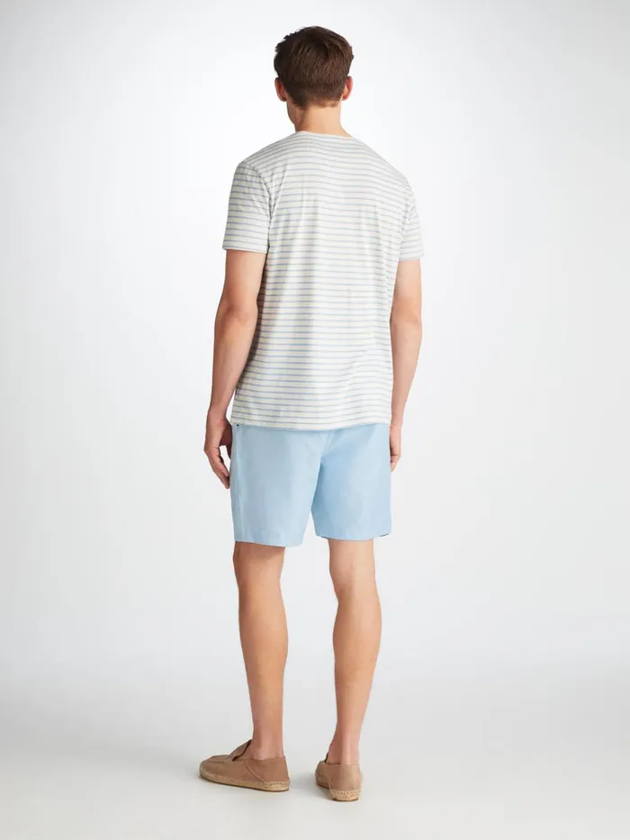 Casual Shorts Men Derek Rose Shorts Sydney 2 Linen Blue