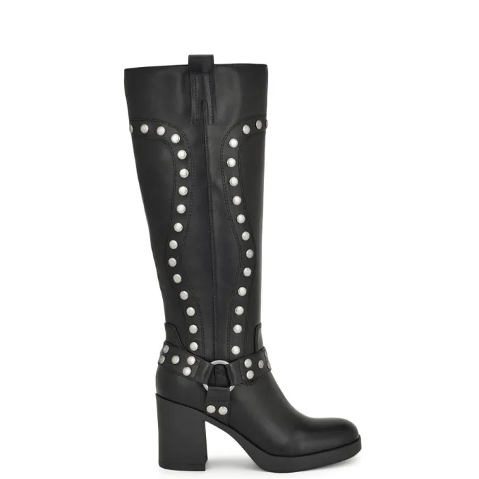 Cert Heeled Moto Boots Black Women Nine West Heels