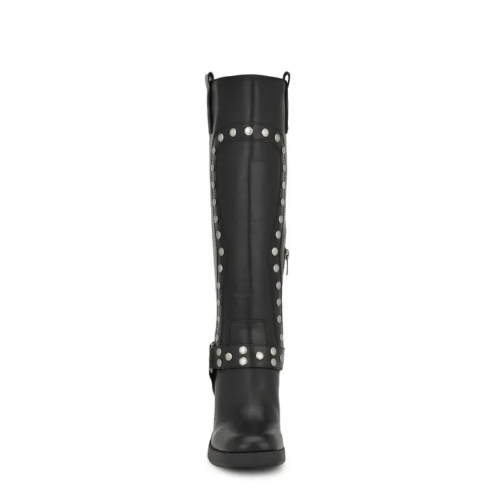 Cert Heeled Moto Boots Black Women Nine West Heels Cert Heeled Moto Boots Black Women Nine West Heels