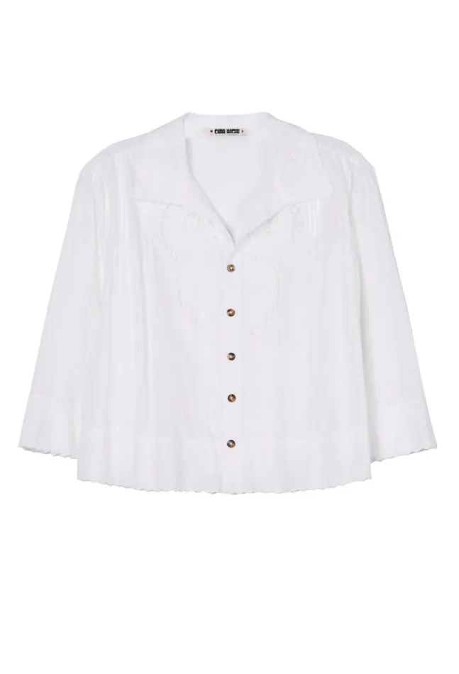 Cezanne White Cotton Bracelet Sleeve Top Women Ciao Lucia Long Sleeve Tops