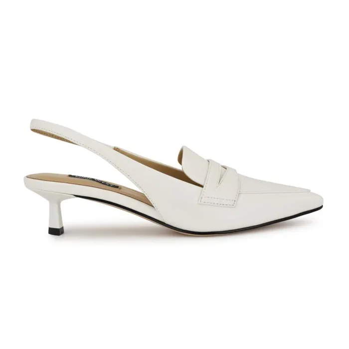 Charlot Tailored Slingback Pumps White Women Nine West Heels
