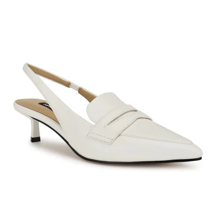 Charlot Tailored Slingback Pumps White Women Nine West Heels Charlot Tailored Slingback Pumps White Women Nine West Heels