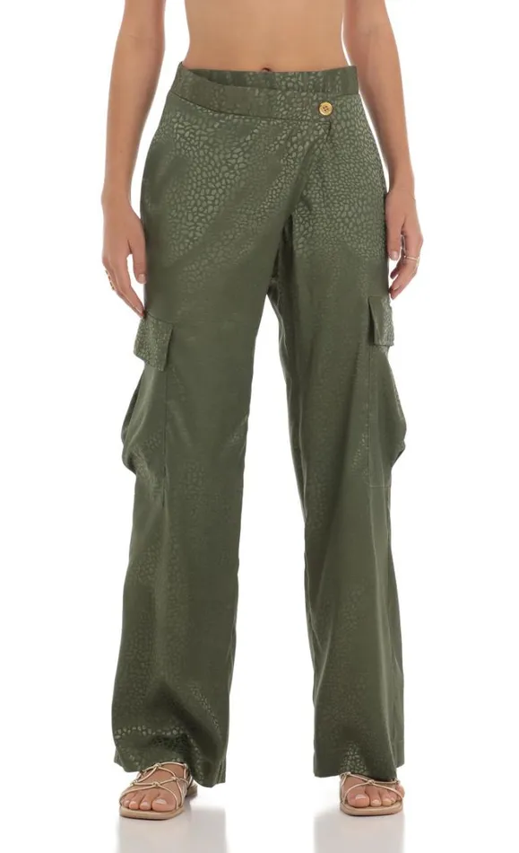 Cheetah Two Piece Set Green Women LUCY IN THE SKY Pants Cheetah Two Piece Set Green Women LUCY IN THE SKY Pants