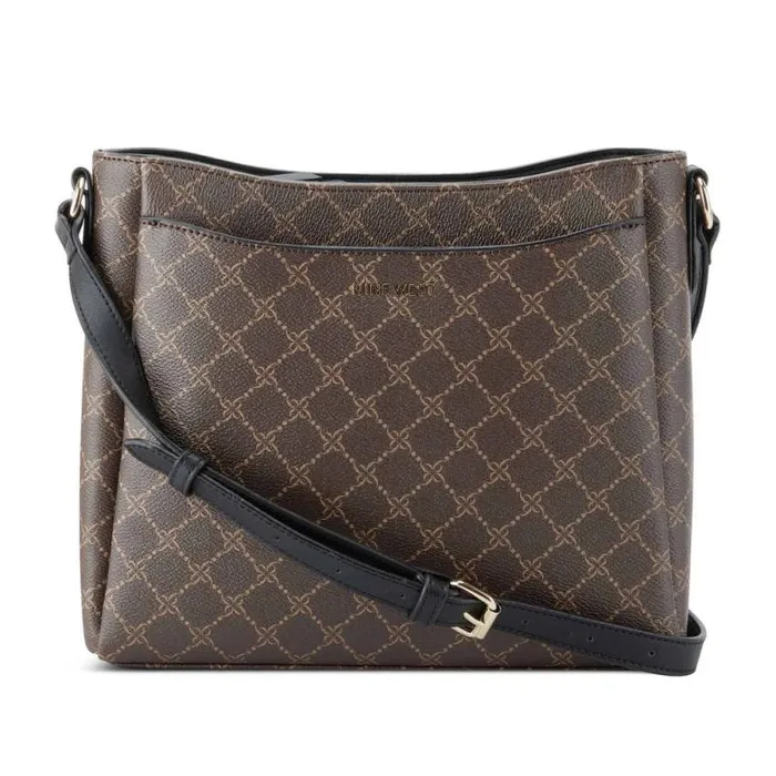 Cheryl Crossbody Brown Black Logo Women Nine West Crossbody