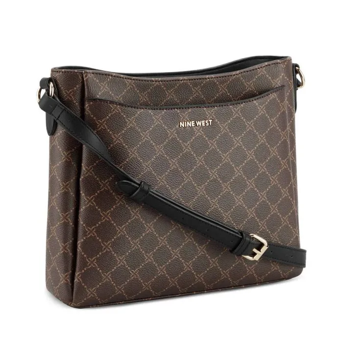 Cheryl Crossbody Brown Black Logo Women Nine West Crossbody