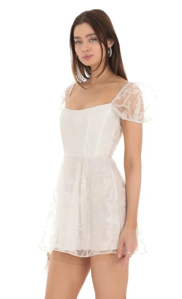 Chiffon Corset Puff Sleeve Dress White Women LUCY IN THE SKY Mini Dresses Chiffon Corset Puff Sleeve Dress White Women LUCY IN THE SKY Mini Dresses