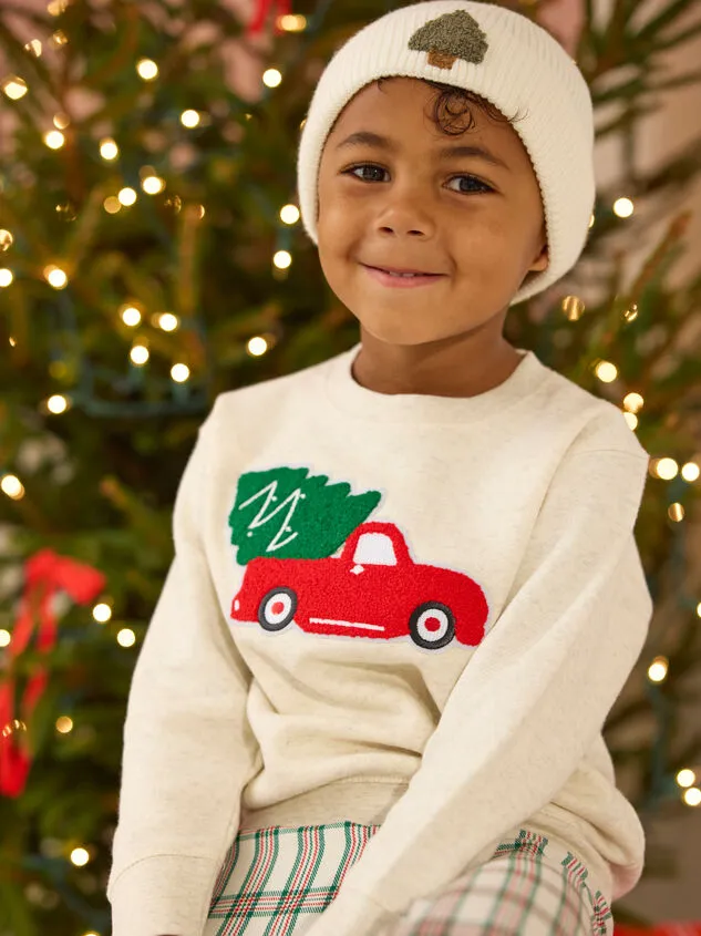 Christmas Truck Patch Sweatshirt Natural Boy Altar039d State Tops