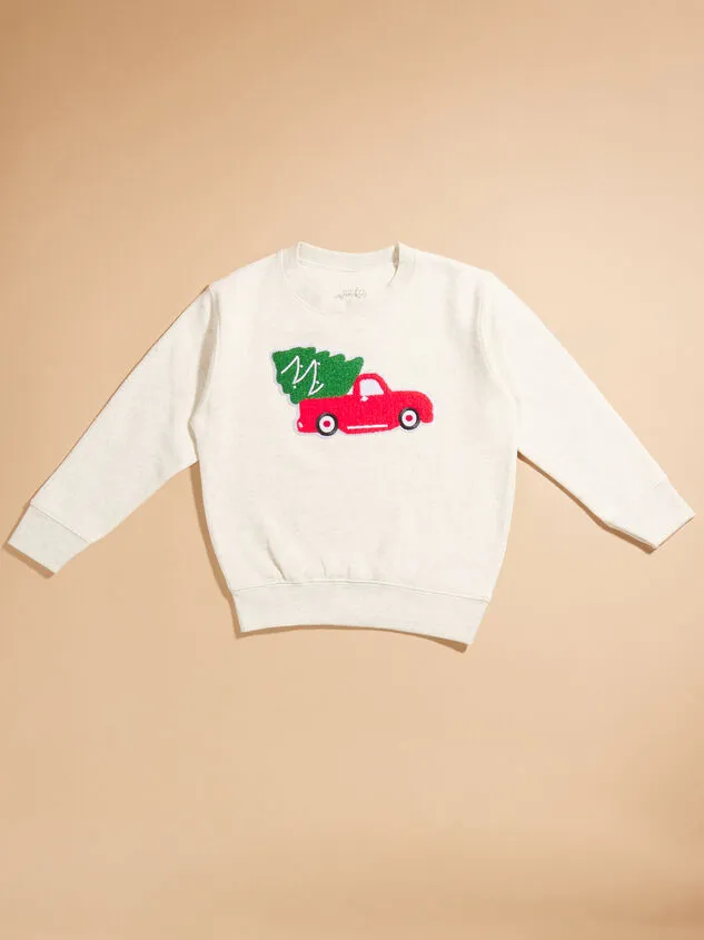Christmas Truck Patch Sweatshirt Natural Boy Altar039d State Tops