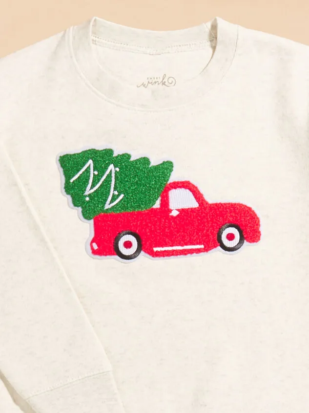 Christmas Truck Patch Sweatshirt Natural Boy Altar039d State Tops