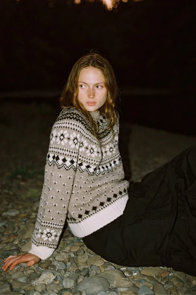 Christy Dawn Sweaters and Outerwear Women The Linnea Sweater Oatmeal Fair Isle