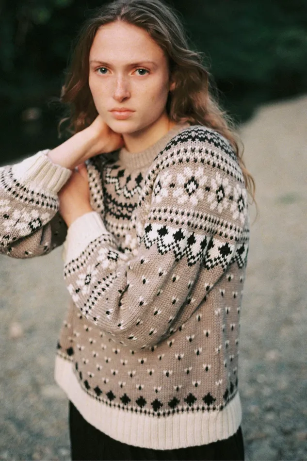 Christy Dawn Sweaters and Outerwear Women The Linnea Sweater Oatmeal Fair Isle