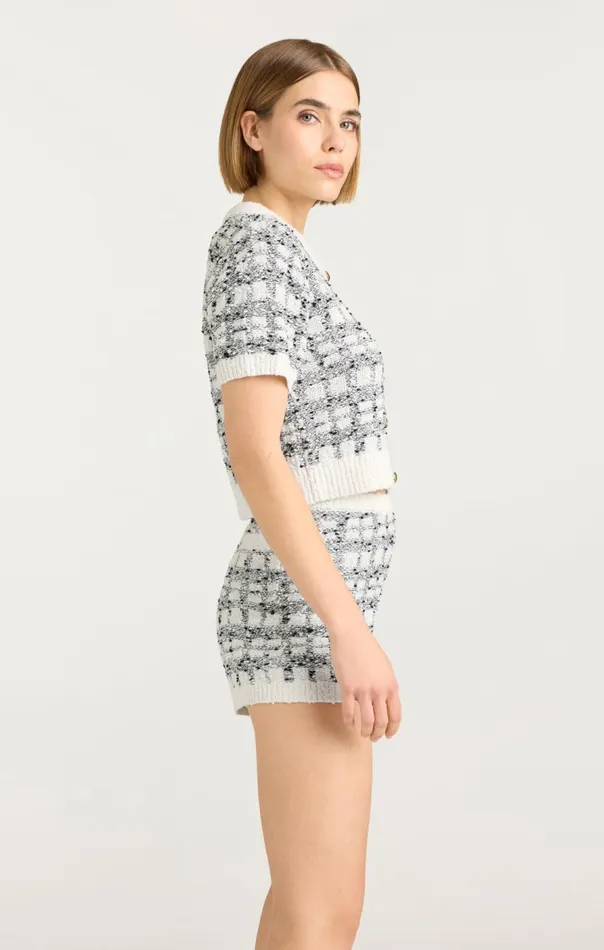 Cinq Sept Adalee Cropped Cardigan Blackwhite Women Sweaters and Knits
