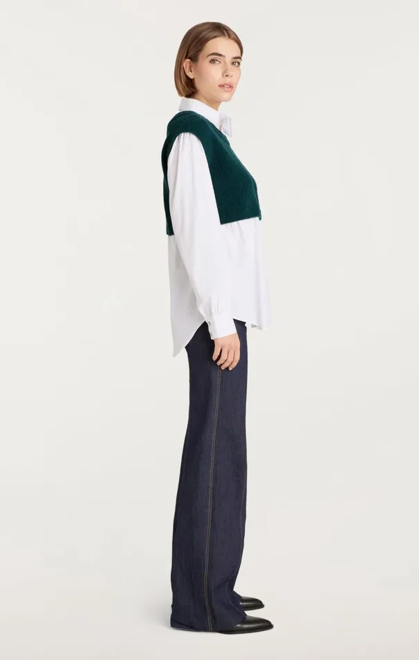 Cinq Sept Alden Pullover Greenonyxwhite Women Long Sleeve Tops
