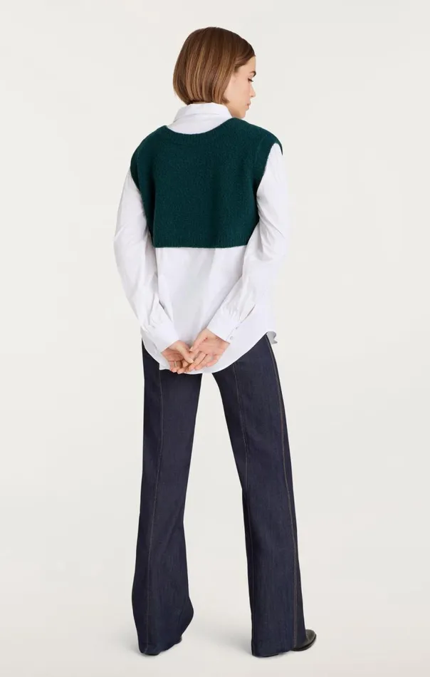 Cinq Sept Alden Pullover Greenonyxwhite Women Long Sleeve Tops