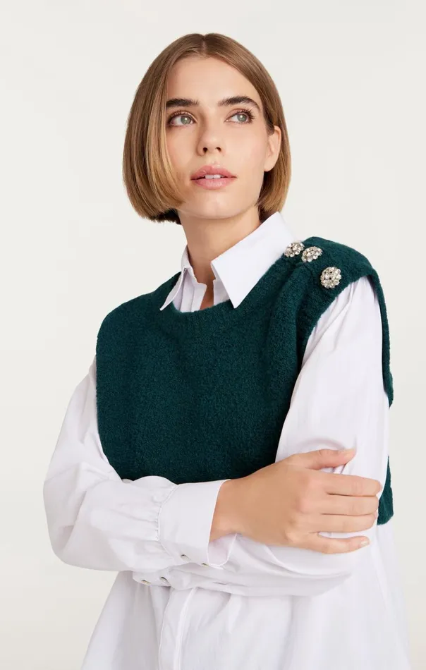 Cinq Sept Alden Pullover Greenonyxwhite Women Long Sleeve Tops