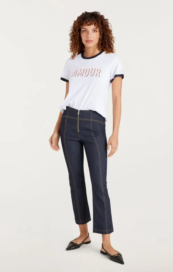 Cinq Sept Amour Ringer Tee White Women Tees