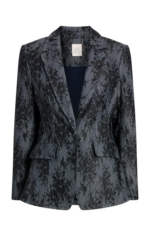 Cinq Sept Bonded Lace Sallie Blazer Lightindigoblack Women Blazers