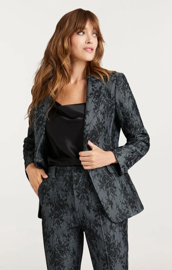 Cinq Sept Bonded Lace Sallie Blazer Lightindigoblack Women Blazers