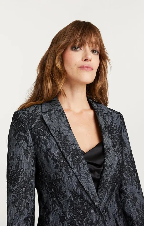Cinq Sept Bonded Lace Sallie Blazer Lightindigoblack Women Blazers