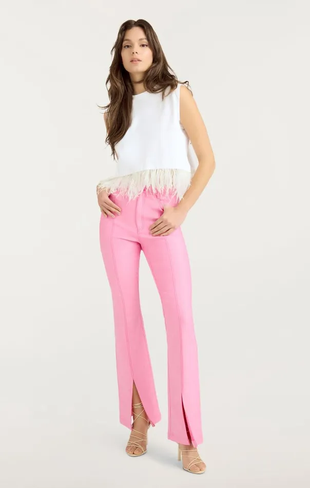 Cinq Sept Cropped Feather Tee White Women Tees