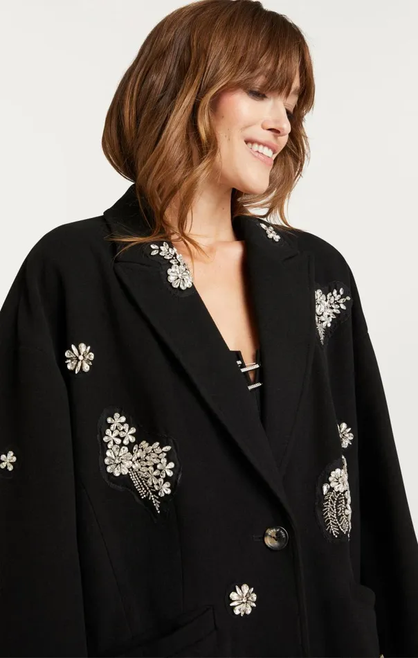 Cinq Sept Crystal Ivy Gravis Coat Black Women Outerwear