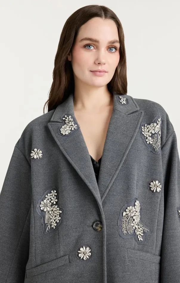 Cinq Sept Crystal Ivy Gravis Coat Heathergrey Women Outerwear