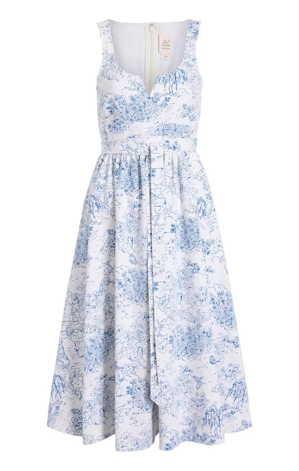 Cinq Sept Garden Toile Ebba Dress Whiteblue Women Midi