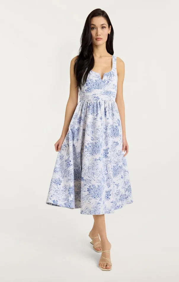 Cinq Sept Garden Toile Ebba Dress Whiteblue Women Midi
