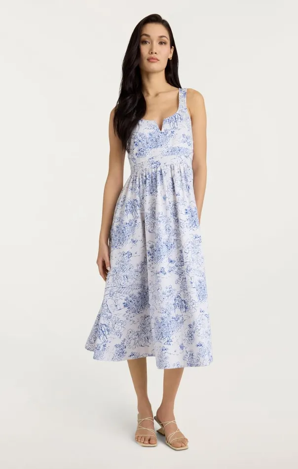 Cinq Sept Garden Toile Ebba Dress Whiteblue Women Midi