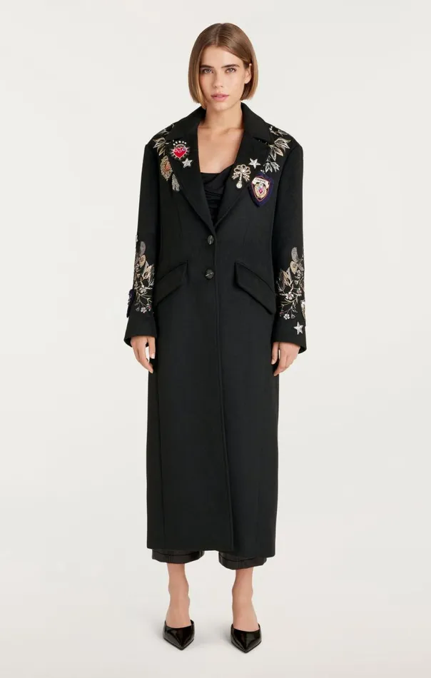 Cinq Sept Heritage Patch Gravis Coat Blackmulti Women Outerwear