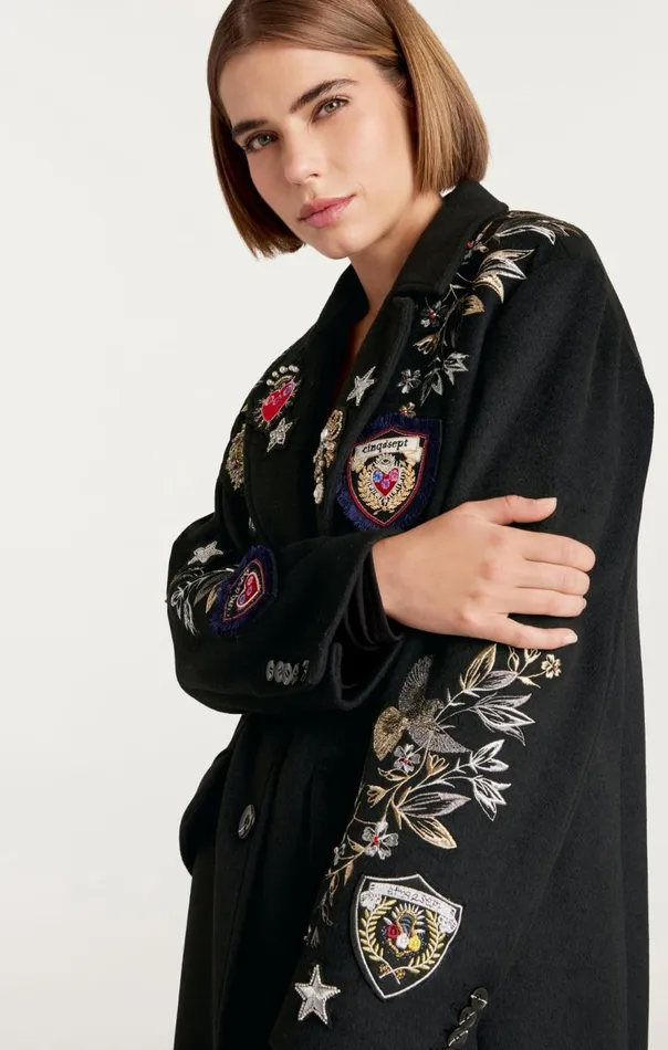 Cinq Sept Heritage Patch Gravis Coat Blackmulti Women Outerwear